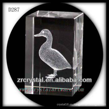 K9 3D Laser Etched Duck dentro de rectángulo de cristal